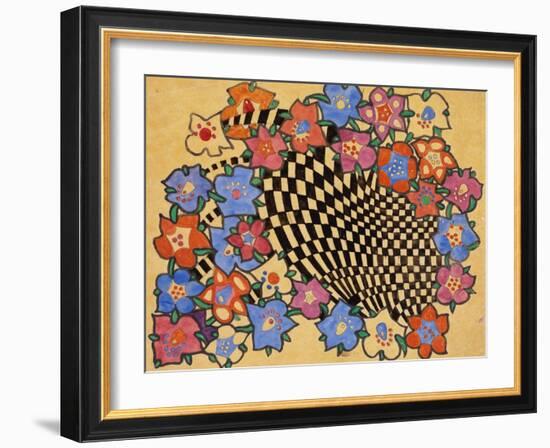 Floral and Chequered Fabric Design, circa 1916-Charles Rennie Mackintosh-Framed Giclee Print