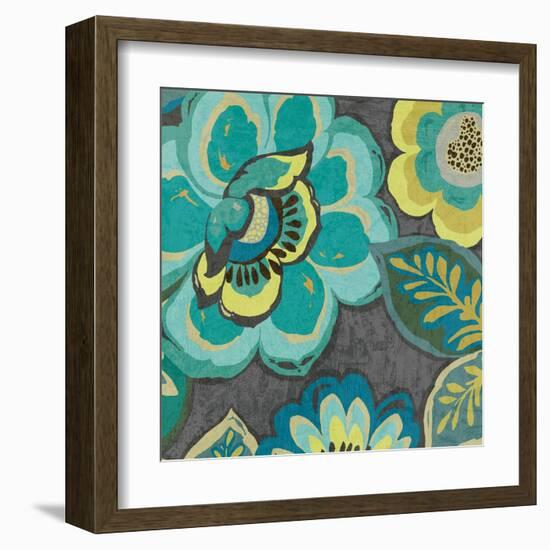 Floral Assortment Teal on Dark Grey Crop I-Hugo Wild-Framed Art Print