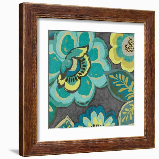 Floral Assortment Teal on Dark Grey Crop I-Hugo Wild-Framed Art Print