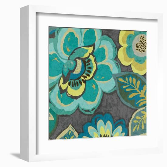 Floral Assortment Teal on Dark Grey Crop I-Hugo Wild-Framed Art Print