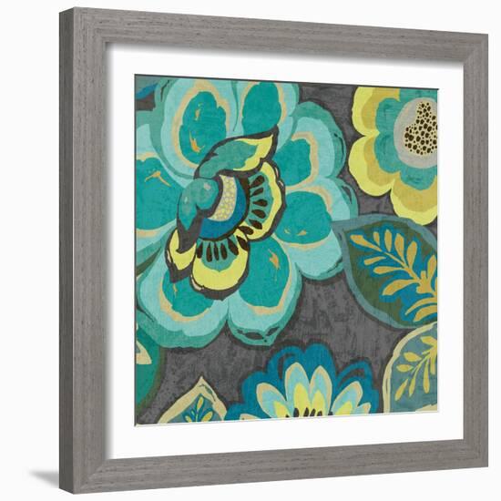 Floral Assortment Teal on Dark Grey Crop I-Hugo Wild-Framed Art Print