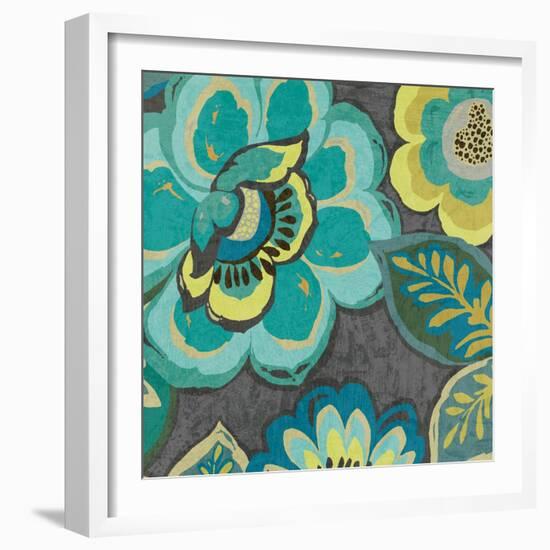 Floral Assortment Teal on Dark Grey Crop I-Hugo Wild-Framed Art Print