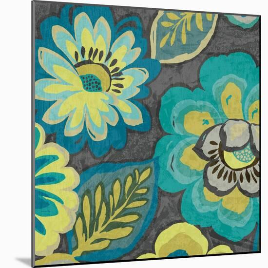 Floral Assortment Teal on Dark Grey Crop II-Hugo Wild-Mounted Art Print