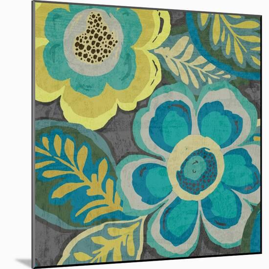 Floral Assortment Teal on Dark Grey Crop III-Hugo Wild-Mounted Art Print