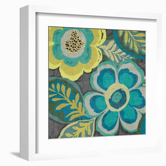 Floral Assortment Teal on Dark Grey Crop III-Hugo Wild-Framed Art Print