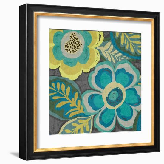 Floral Assortment Teal on Dark Grey Crop III-Hugo Wild-Framed Art Print