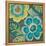 Floral Assortment Teal on Dark Grey Crop III-Hugo Wild-Framed Stretched Canvas