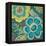 Floral Assortment Teal on Dark Grey Crop III-Hugo Wild-Framed Stretched Canvas