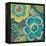 Floral Assortment Teal on Dark Grey Crop III-Hugo Wild-Framed Stretched Canvas