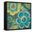 Floral Assortment Teal on Dark Grey Crop III-Hugo Wild-Framed Stretched Canvas