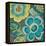 Floral Assortment Teal on Dark Grey Crop III-Hugo Wild-Framed Stretched Canvas