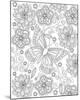 Floral Butterfly Coloring Art-null-Mounted Coloring Poster