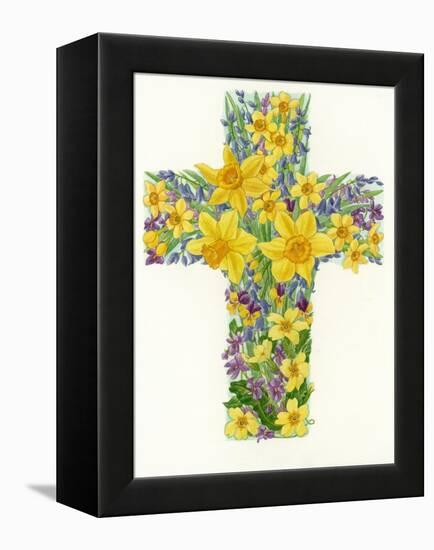 Floral Cross I, 1998-Linda Benton-Framed Premier Image Canvas