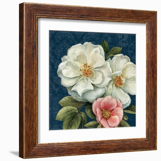 Floral Damask III on Indigo-Lisa Audit-Framed Art Print