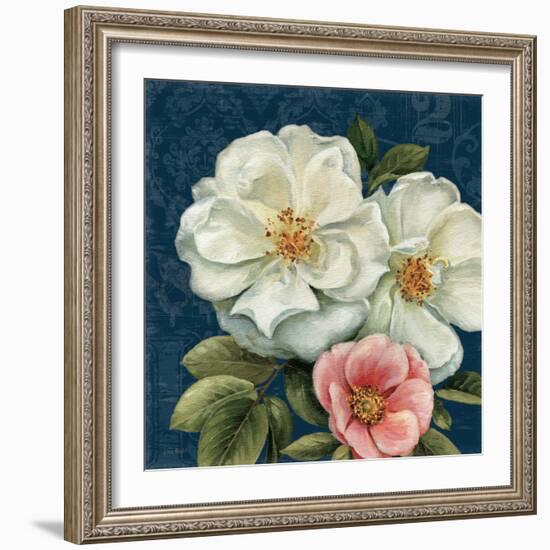 Floral Damask III on Indigo-Lisa Audit-Framed Art Print