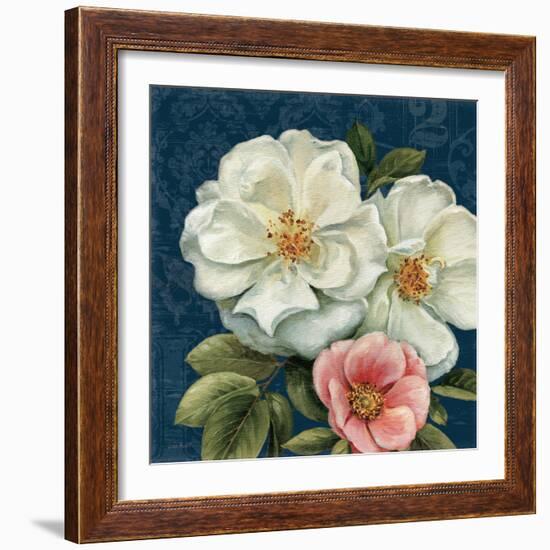 Floral Damask III on Indigo-Lisa Audit-Framed Art Print