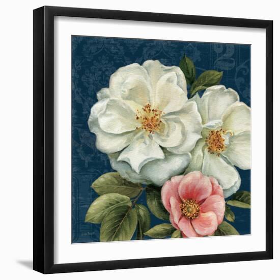 Floral Damask III on Indigo-Lisa Audit-Framed Art Print