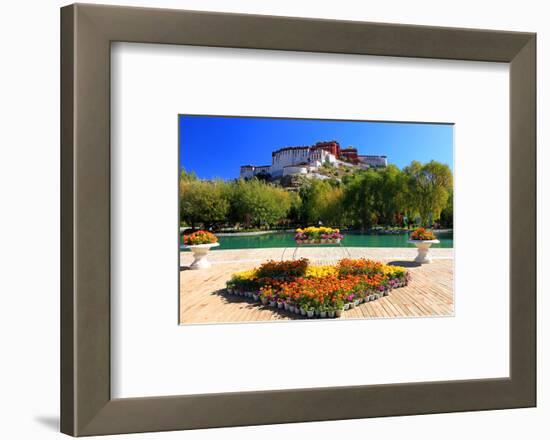 Floral Decorations at the Small Pond with Potala Palace seen from the North-null-Framed Art Print