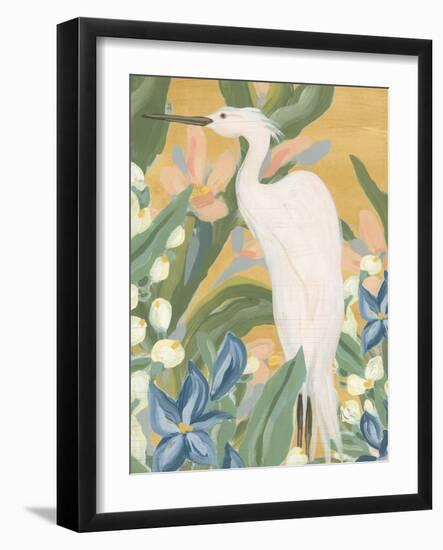 Floral Egret I-June Vess-Framed Art Print