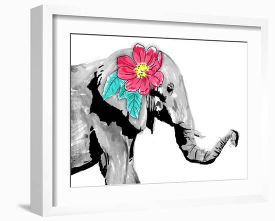 Floral Elephant-OnRei-Framed Art Print