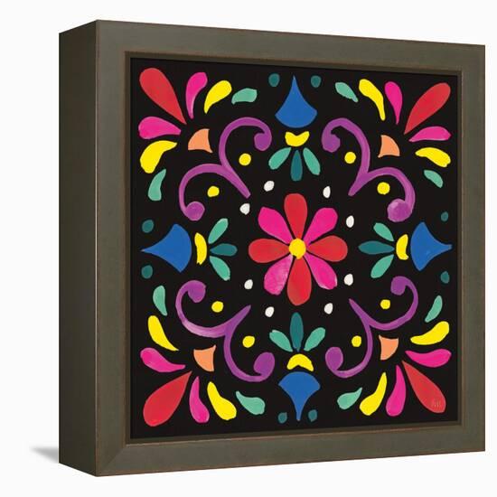 Floral Fiesta Tile III-Laura Marshall-Framed Stretched Canvas