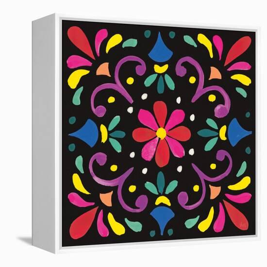 Floral Fiesta Tile III-Laura Marshall-Framed Stretched Canvas