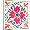 Floral Fiesta White Tile V-Laura Marshall-Mounted Art Print