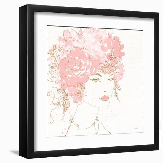 Floral Figures I Pink Gold Sq-Anne Tavoletti-Framed Art Print