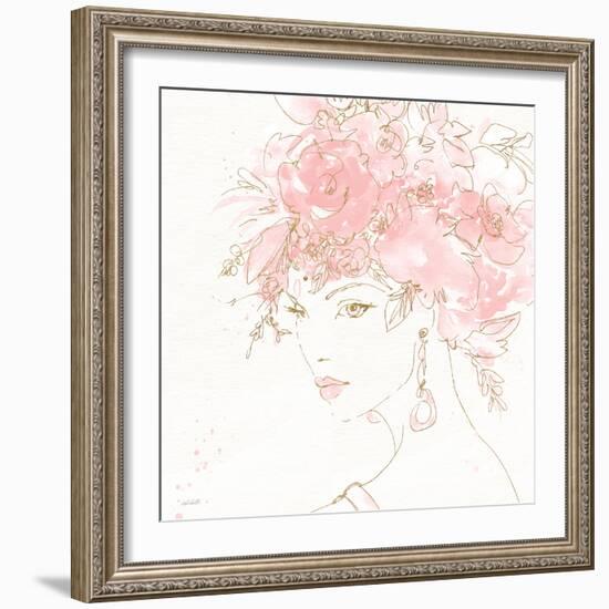 Floral Figures II Pink Gold Sq-Anne Tavoletti-Framed Art Print