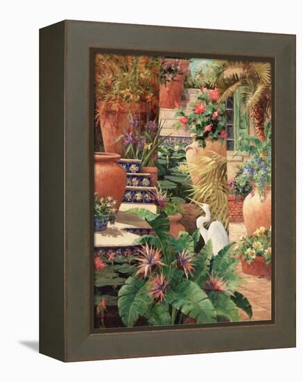 Floral Fractal with Egret-Art Fronckowiak-Framed Stretched Canvas