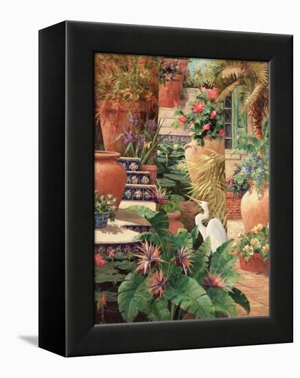 Floral Fractal with Egret-Art Fronckowiak-Framed Stretched Canvas