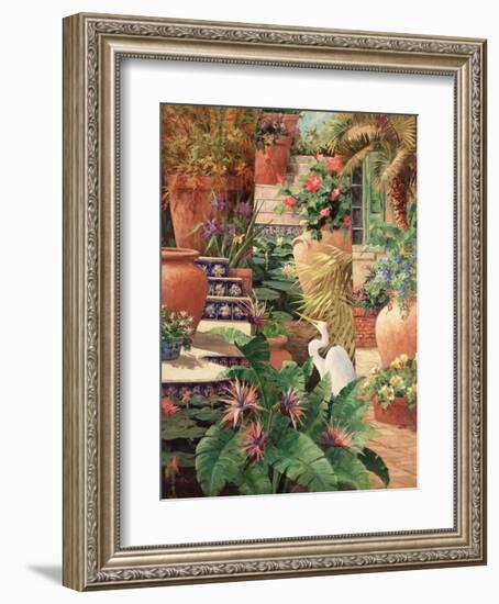 Floral Fractal with Egret-Art Fronckowiak-Framed Art Print