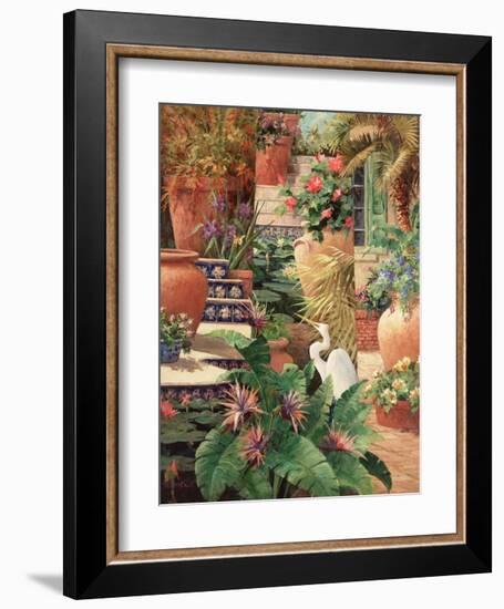 Floral Fractal with Egret-Art Fronckowiak-Framed Art Print