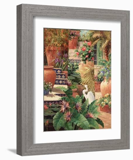 Floral Fractal with Egret-Art Fronckowiak-Framed Art Print