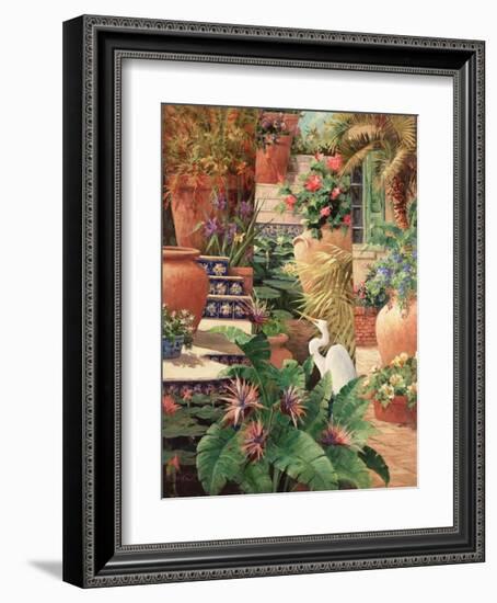 Floral Fractal with Egret-Art Fronckowiak-Framed Art Print