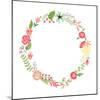Floral Frame. Cute Retro Flowers Arranged Un a Shape of the Wreath Perfect for Wedding Invitations-Alisa Foytik-Mounted Art Print