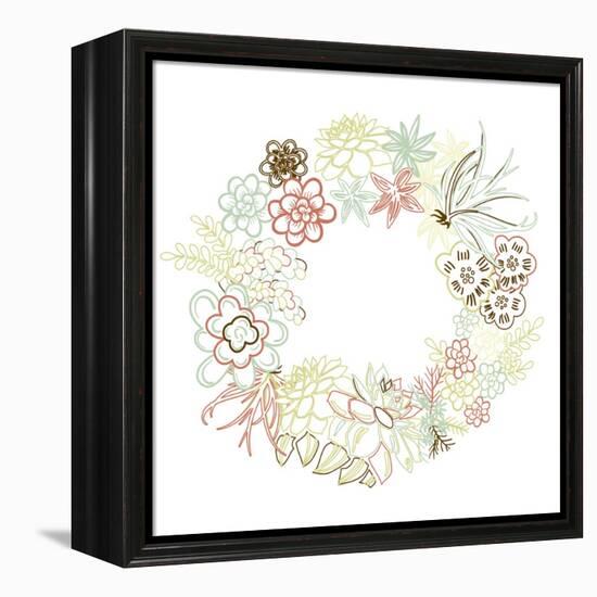 Floral Frame. Cute Succulents Arranged Un a Shape of the Wreath Perfect for Wedding Invitations And-Alisa Foytik-Framed Stretched Canvas