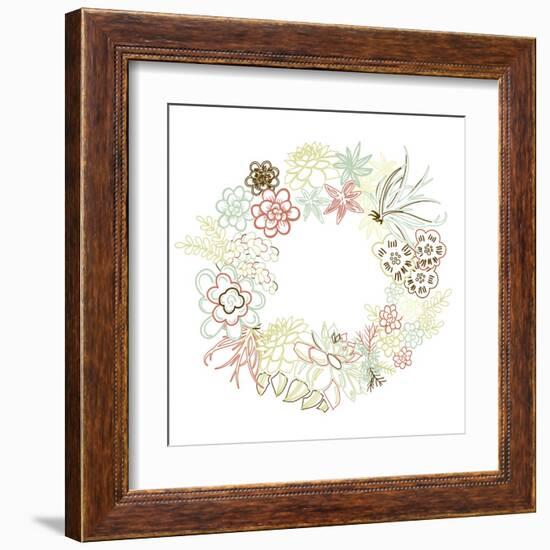 Floral Frame. Cute Succulents Arranged Un a Shape of the Wreath Perfect for Wedding Invitations And-Alisa Foytik-Framed Art Print