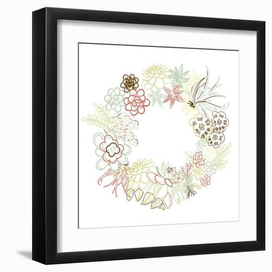 Floral Frame. Cute Succulents Arranged Un a Shape of the Wreath Perfect for Wedding Invitations And-Alisa Foytik-Framed Art Print