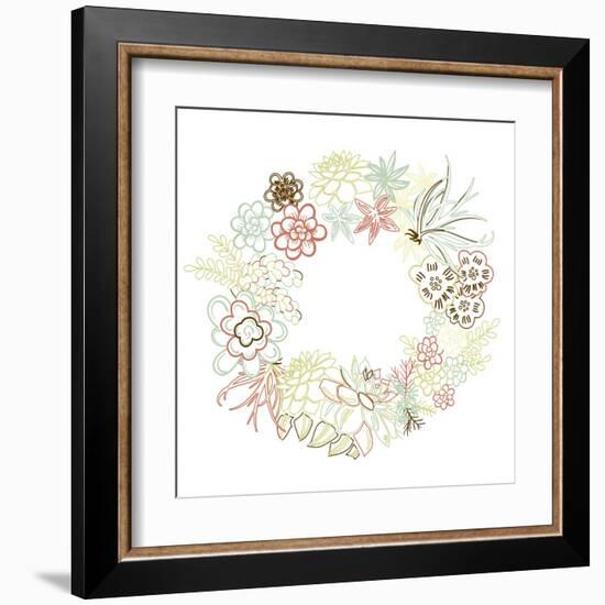 Floral Frame. Cute Succulents Arranged Un a Shape of the Wreath Perfect for Wedding Invitations And-Alisa Foytik-Framed Art Print