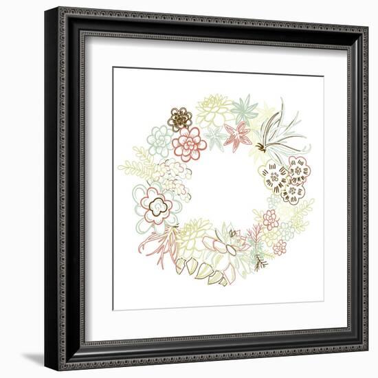 Floral Frame. Cute Succulents Arranged Un a Shape of the Wreath Perfect for Wedding Invitations And-Alisa Foytik-Framed Art Print