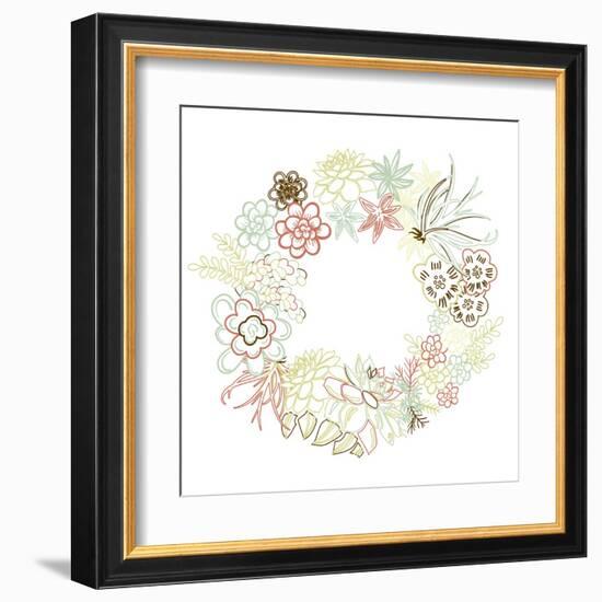 Floral Frame. Cute Succulents Arranged Un a Shape of the Wreath Perfect for Wedding Invitations And-Alisa Foytik-Framed Art Print