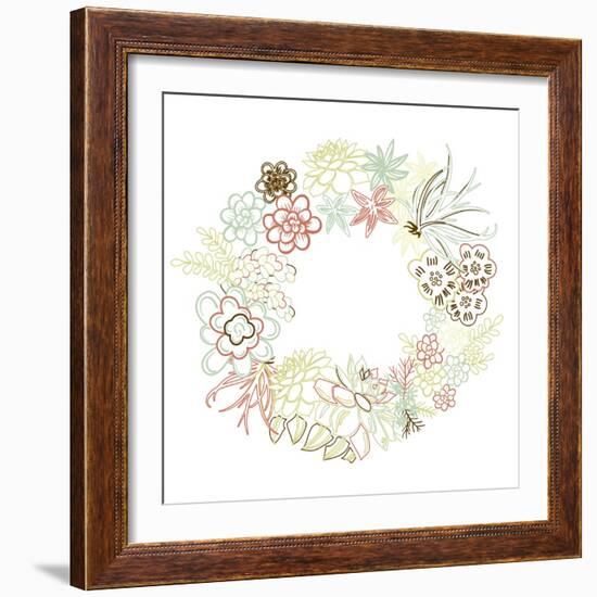 Floral Frame. Cute Succulents Arranged Un a Shape of the Wreath Perfect for Wedding Invitations And-Alisa Foytik-Framed Art Print