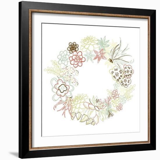 Floral Frame. Cute Succulents Arranged Un a Shape of the Wreath Perfect for Wedding Invitations And-Alisa Foytik-Framed Art Print