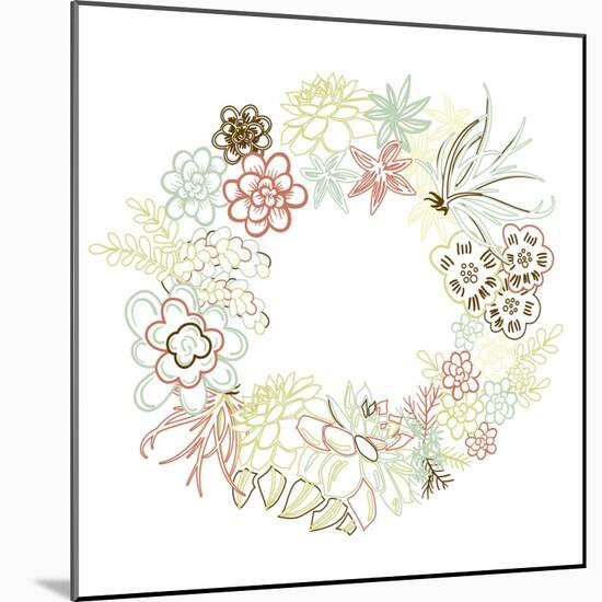 Floral Frame. Cute Succulents Arranged Un a Shape of the Wreath Perfect for Wedding Invitations And-Alisa Foytik-Mounted Art Print