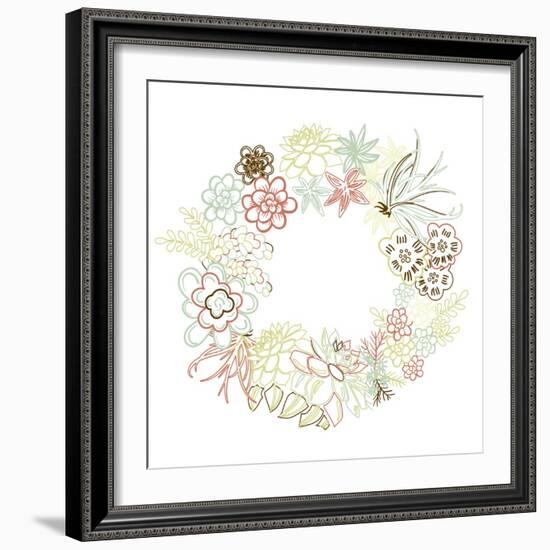 Floral Frame. Cute Succulents Arranged Un a Shape of the Wreath Perfect for Wedding Invitations And-Alisa Foytik-Framed Art Print