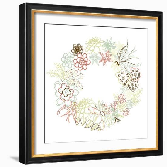 Floral Frame. Cute Succulents Arranged Un a Shape of the Wreath Perfect for Wedding Invitations And-Alisa Foytik-Framed Art Print