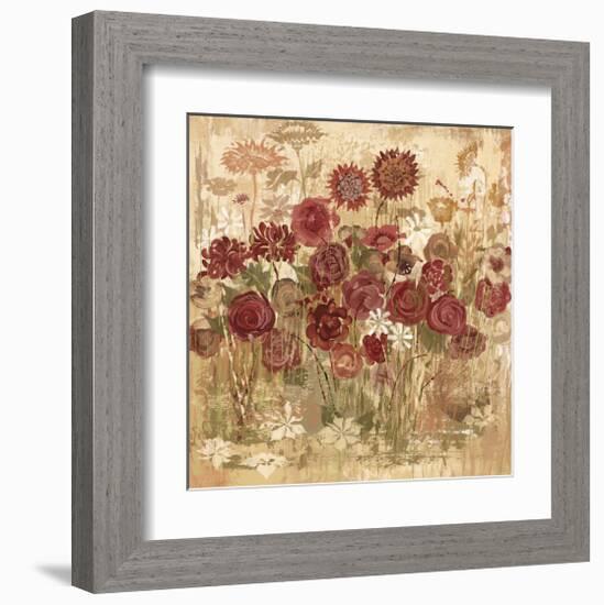 Floral Frenzy Burgundy I-Alan Hopfensperger-Framed Art Print