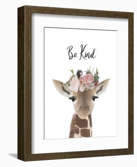 Floral Giraffe Be Kind-Leah Straatsma-Framed Premium Giclee Print