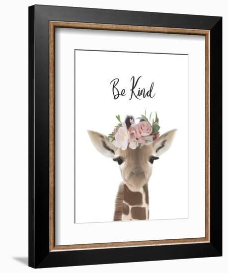 Floral Giraffe Be Kind-Leah Straatsma-Framed Premium Giclee Print